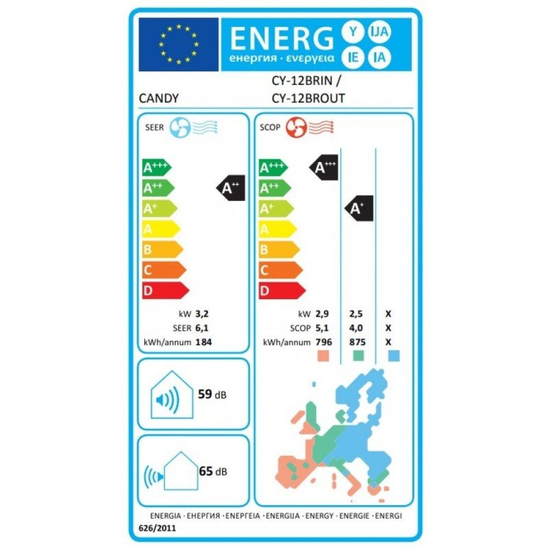 Candy Brezza Κλιματιστικό Inverter 12000 BTU A++/A+++ με WiFi Με Πιστοποίηση Eurovent