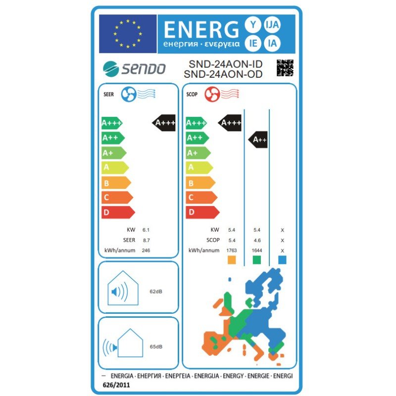 Sendo Aion Κλιματιστικό Inverter 24000 BTU A+++/A+++ με WiFi