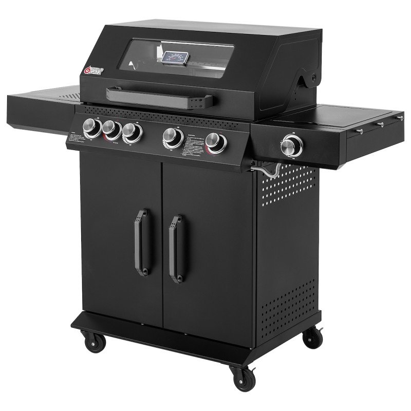 Thermogatz GS Grill Abyss View Ψησταριά Υγραερίου Μαντεμένιας Σχάρας 70.5x42εκ. με 4 Εστίες 19kW και Πλαϊνό Μάτι Υπερύθρων 4kW