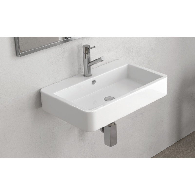 Karag Contour 61060 Επιτοίχιος Κρεμαστός Νιπτήρας Πορσελάνης 60x40x12cm Λευκός