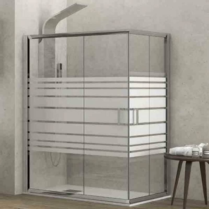 Karag New Flora 100 NFLS1008010180 Καμπίνα Ντουζιέρας με Συρόμενη Πόρτα 80x100x180cm Serigrafato