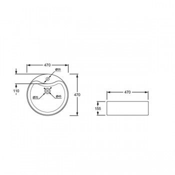 Pyramis Sithonia 023012101 470x470x155mm Επικαθήμενος Νιπτήρας (3 άτοκες δόσεις)