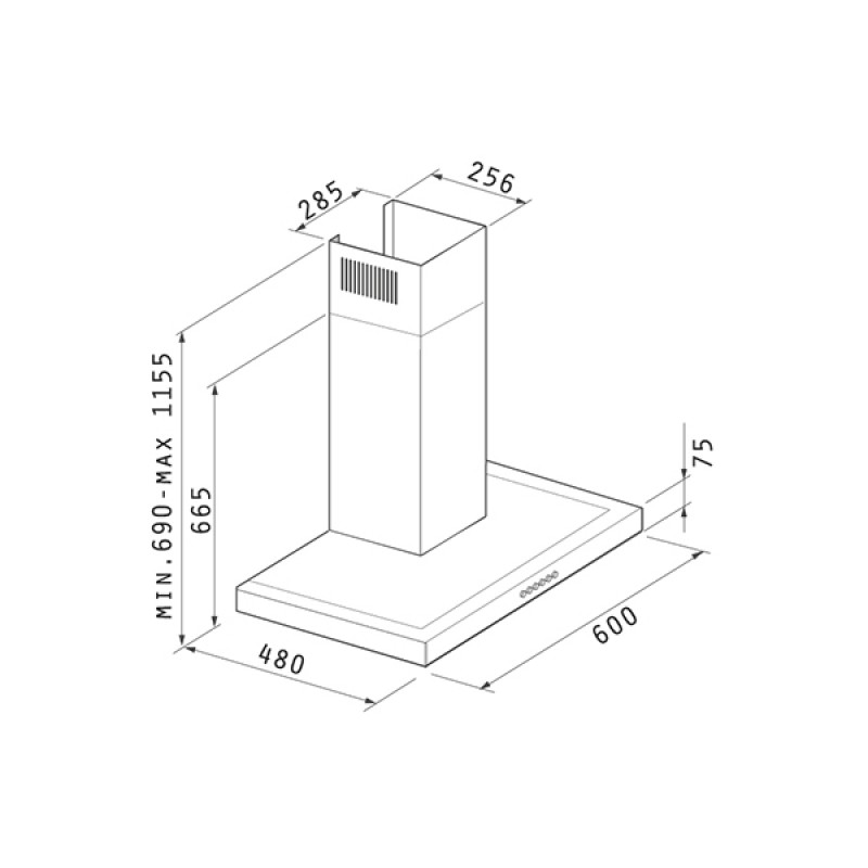 Pyramis Premium Agilo 60 Απορροφητήρας 60cm 065030701 (3 άτοκες δόσεις)