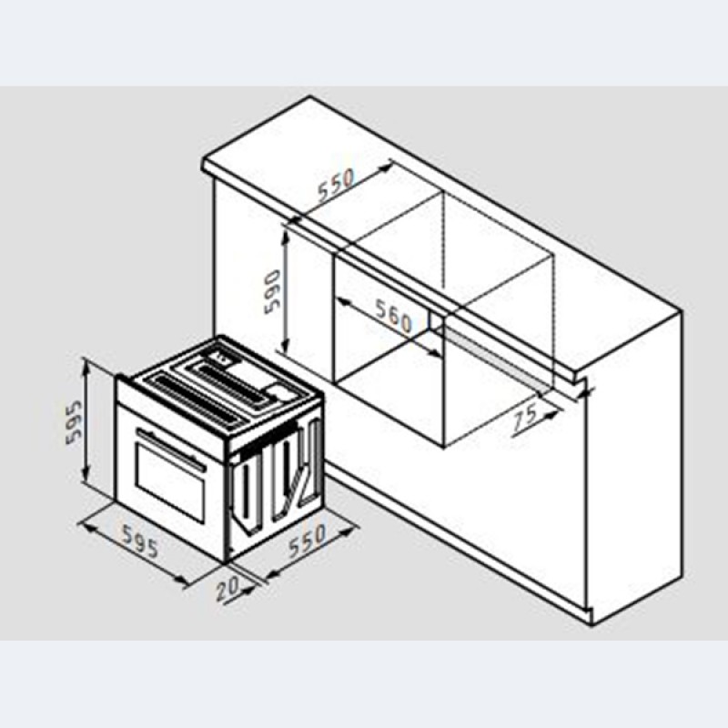 Pyramis Φούρνος 60ΑΠ 1075 Inox Άνω Πάγκου 034005101 (3 άτοκες δόσεις)