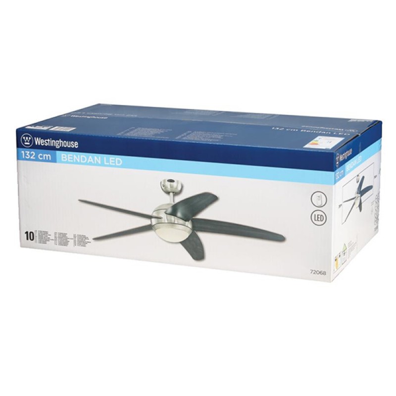 Westinghouse Ανεμιστήρας Οροφής Berdan Chrome/Wenque blandes 72068  132cm  (3 άτοκες δόσεις)