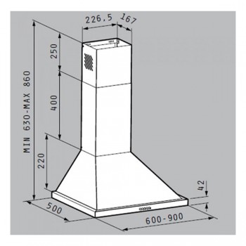 Pyramis Ecoline 90 065030901 Απορροφητήρας 90cm Καμινάδα Τετράγωνη (3 άτοκες δόσεις)