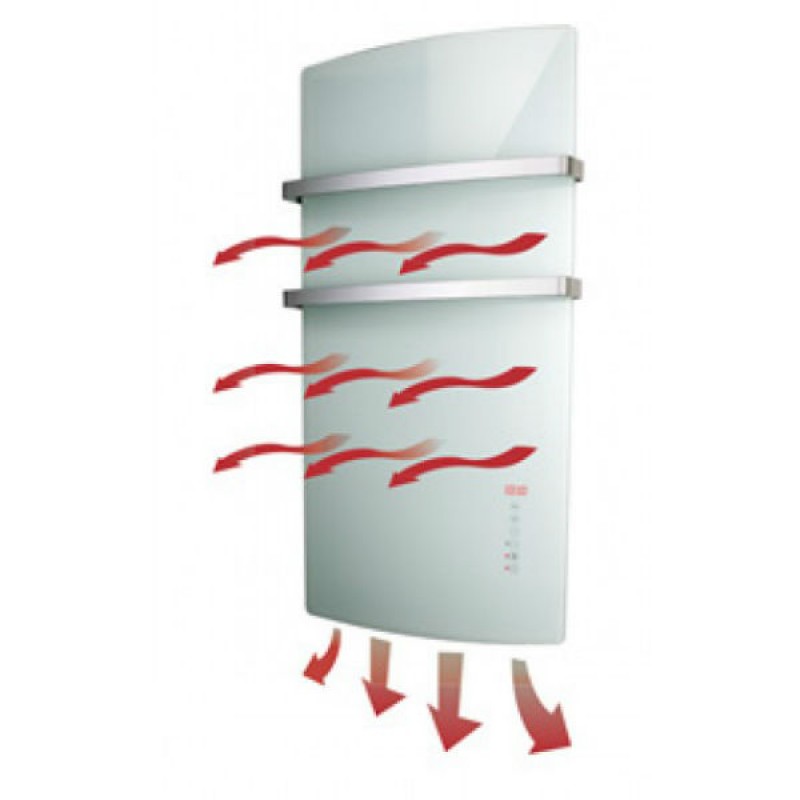 Radialight Deva White Πετσετοκρεμάστρα με Γυάλινη Πρόσοψη 1500W  (3 άτοκες δόσεις)
