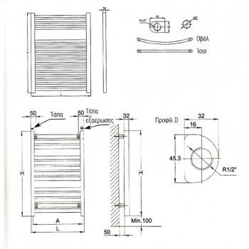Splendid Σώμα λουτρού πετσετοκρεμάστρα Round ίσιο Black 400x1200 (3 άτοκες δόσεις)